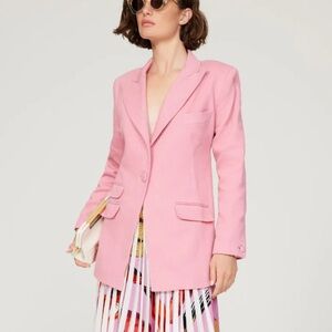 Thebe Magugu Tie-Detailed Open Back Wool Twill Blazer Pink